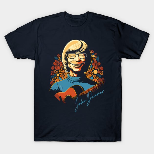 John Denver -  Retro Fan Artwork T-Shirt by DankFutura